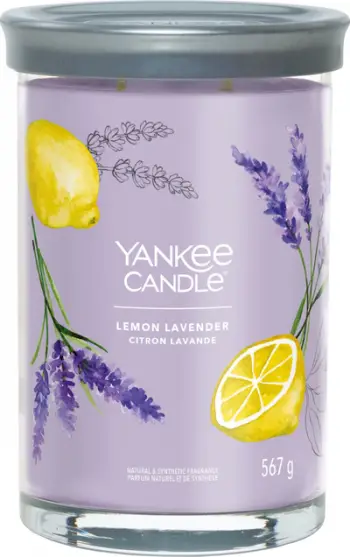 Qiri aromatik Yankee Candle Lemon Lavender, tumbler i madh 567g, dy fitila, vjollcë