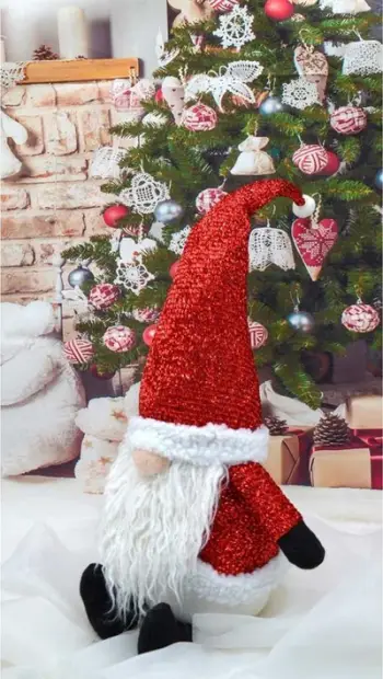 Figurë dekorative Saska Christmas Gnome Santa, 50cm, me shkëlqim, e kuqe