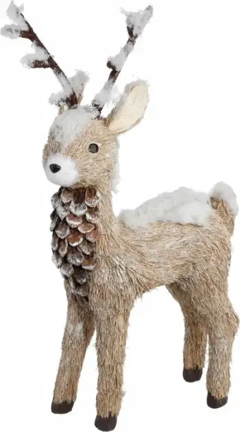 Figurë dekorative dreri Christmas, qëndrore për tavolinë, efekt bore, ngjyrë druri natyrale
