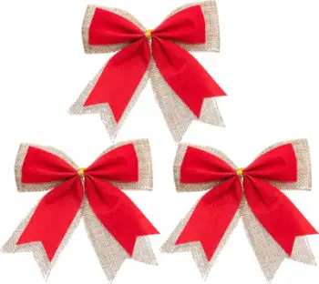 Fjongo dekoruese Atmosphera Christmas Tree, set 3 copë, jute, e kuqe