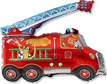 Balonë folje Flexmetal Fire Truck, 24", për helium, i kuq