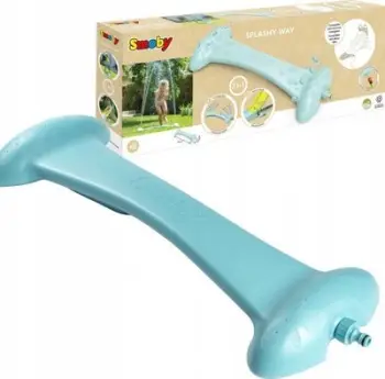 Shatërvan uji për fëmijë Smoby Splashy Way 2in1, lidhje me zorrë kopshti, plastike rezistente, ngjyrë blu