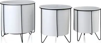 Set mbulesash dekorative për vazo Affek Design Swen, 3 pjesë, me qëndrues metalik, bardhë e zezë