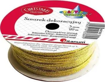 Spango dekorative Titanum Cord Ribbon, 3mm, 20m, e artë
