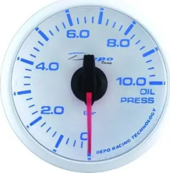 Manometër presioni vaji DRacing Depo WBL, 52mm, ndriçim bardhë blu