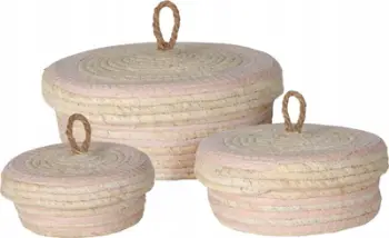 Set shporta me kapak Home Styling Collection, kashtë natyrale, x3, bezhë
