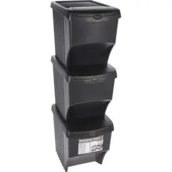 Set koshash riciklimi Recycling Tower, 3 x 22L, të grumbullueshëm, gri e errët
