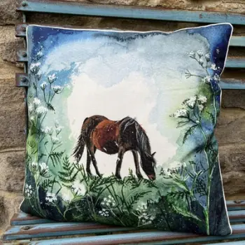 Jastëk dekorativ Teka CU63 Horse, 45 x 45 cm, pambuk, me figurë kali
