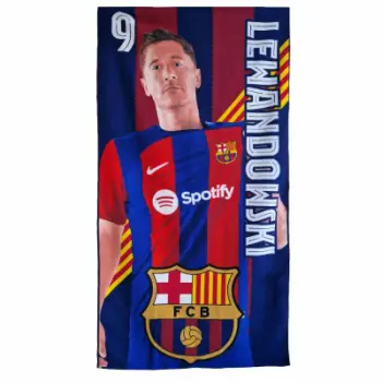Peshqir plazhi FC Barcelona Robert Lewandowski, mikrofibër, 70x140 cm, shumëngjyrësh