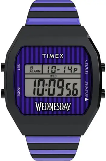 Orë dore Timex Lab x Wednesday TW2Y19500QY, vjollcë/ e zezë