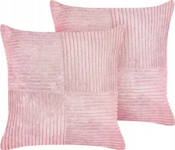 Jastëkë dekorativë Beliani MILLET, set 2 copë, korduroy 43x43 cm, rozë