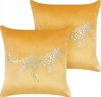 Set jastëkësh dekorativë Beliani MARULA, 45 x 45 cm, kadife, mustard i verdhë