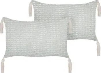 Jastëk dekorativ Beliani HAKONE, set 2 copë, 45 x 25 cm, jeshile mint