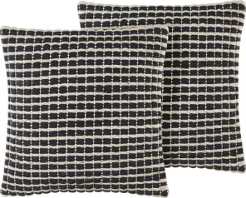 Set jastëkësh dekorativë Beliani YONCALI, pambuk, 45 x 45 cm, i zi me katrorë