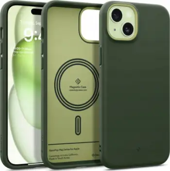 Mbulesë telefoni Spigen Caseology Nano Pop MagSafe për iPhone 15, TPU, dyngjyrëshe, jeshile Avo