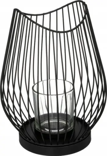 Mbajtës qiriri Atmosphera Black Wire, metal, 23cm, i zi