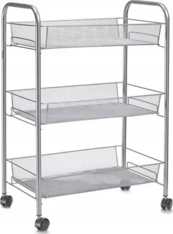 Rafth lëvizës Zeller Rolling Cart Mesh, 3 nivele, metalik, gri