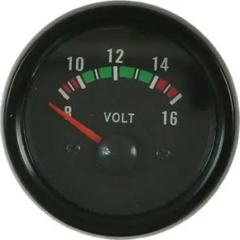 Manometër voltmetër KET Gauge VDO Look, për tension baterie, ndriçim i bardhë