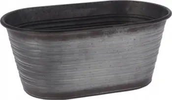 Vazo dekorative Plant Pot Metal, metal i galvanizuar, 37x22x16 cm, gri