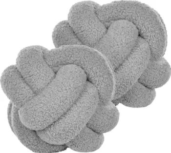 Jastëk dekorativ Beliani MALNI Boucle, set 2 copë, 19 x 19 cm, gri