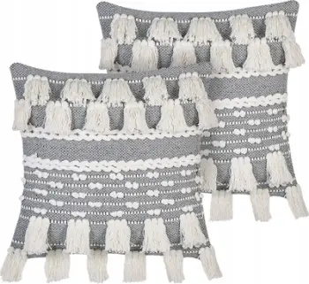 Set jastëkësh dekorativë BRAHEA, pambuk, 45 x 45 cm, gri dhe e bardhë
