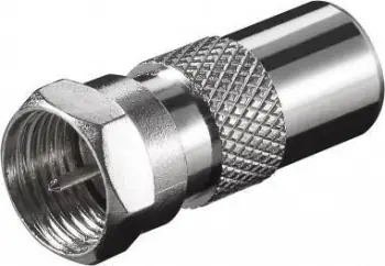 Adaptues antene SAT F plug në prizë koaksiale, metalik, argjendtë