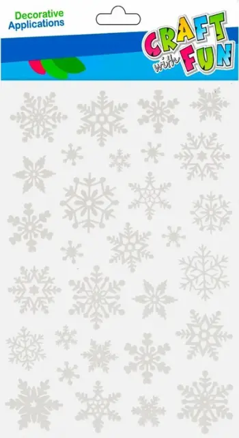 Stickerë dritareje Craft with Fun Christmas Stars, 30 copë, dëborë dekorative, të bardha