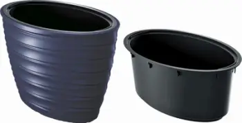 Vazo lulesh ovale FREZE, me insert plastik, 59.3cm, antracit