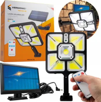 Lampë rrugore solare Vergionic, 150W, 1000 lm, e bardhë e ftohtë