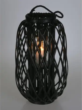 Lanternë dekorative ECD Germany Ried, 50 x 28 cm, me dorezë, e zezë