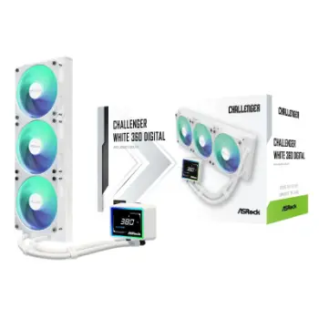 Ftohës ujor CPU ASRock Challenger White 360 Digital, radiator 360mm, ARGB, i bardhë