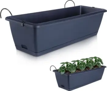 Vazo varëse për ballkon, 59cm, me tabaka uji, gri antracit