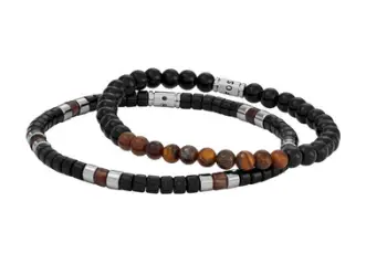 Set byzylykë për meshkuj Fossil JGFTSET1064, i zi/kaftë/argjendtë