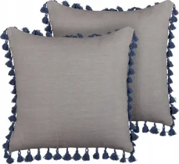 Set jastëkësh dekorativë Beliani CARPINUS, lino pambuk, 45 x 45 cm, gri