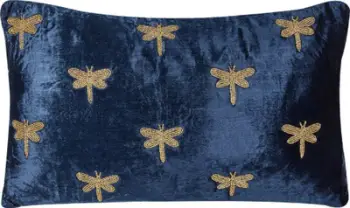 Jastëk dekorativ Velvet, 30x50cm, kadife, blu navy me motiv xixëllonje