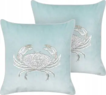 Set 2 jastëkë dekorativë katrorë, 45x45 cm, kadife, blu e çelët