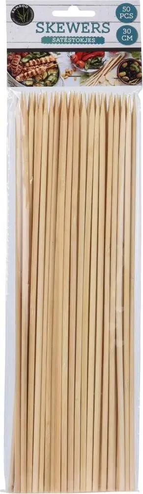 Shkopinj druri për grill, 30cm, set 50 copë, natyralë