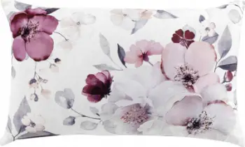 Jastëk dekorativ Douceur d'intérieur Flowers, 30x50cm, poliester kadife, i bardhë me lule rozë