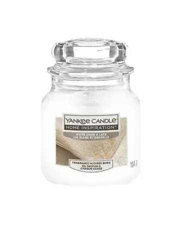 Qiri aromatik Yankee Candle Home Inspiration White Linen & Lace, 104 g
