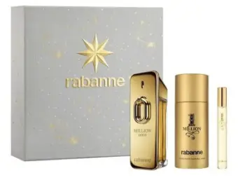 Set dhuratë Rabanne Million Gold, Eau de Parfum Intense meshkuj, parfum deodorant spray udhëtimi