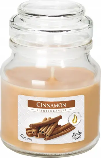 Kandil aromatik Aura Cinnamon, në qelq, 120g, ngjyrë bezhë