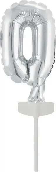 Balonë dekorative numër 0 N6 Micro Size, 11 x 7 cm, folie argjendi