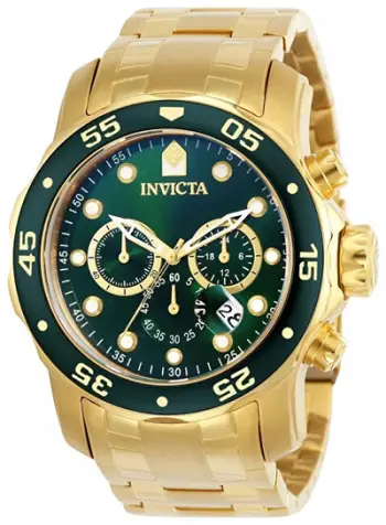 Orë burrash Invicta Pro Diver 0075 Chronograph, quartz, e veshur me ar 18k, e artë