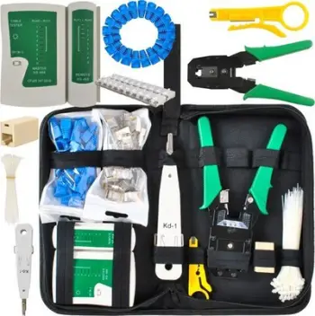Set mjete rrjeti Bigstren, tester kabllosh RJ45 RJ11, pincë krimpimi 6 në 1, në çantë