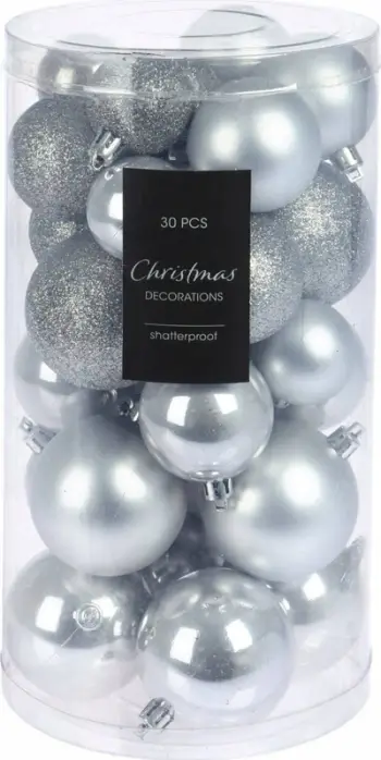 Zbukurime për pemë Home Styling Collection, set 30 copë, diametër 4 cm, argjendi