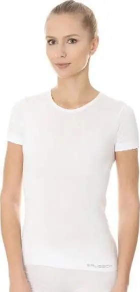 Bluzë femrash Brubeck SS00970A Comfort Cotton, me mëngë të shkurtra, madhësia XL, e bardhë