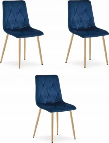 Karrige OSKAR LIBRA, kadife navy blue, këmbë imitim druri