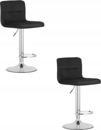 Tabure rrotulluese LEOBERT Swivel Stool Prot, kadife, bazë kromi, e zezë, set 2 copë