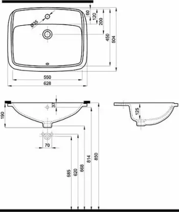 Lavabo nëntavoline Koło Nova Pro, 55x45 cm, me raft, e bardhë