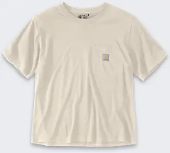 Bluzë Carhartt Loose Fit Lightweight për gra, përzierje pambuku TENCEL, madhësia L, ngjyrë bezhë Oatmeal Heather